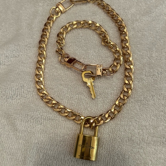 Authentic #315 Louis Vuitton Lock + Key Necklace and Bracelet Set - Picture 3 of 5